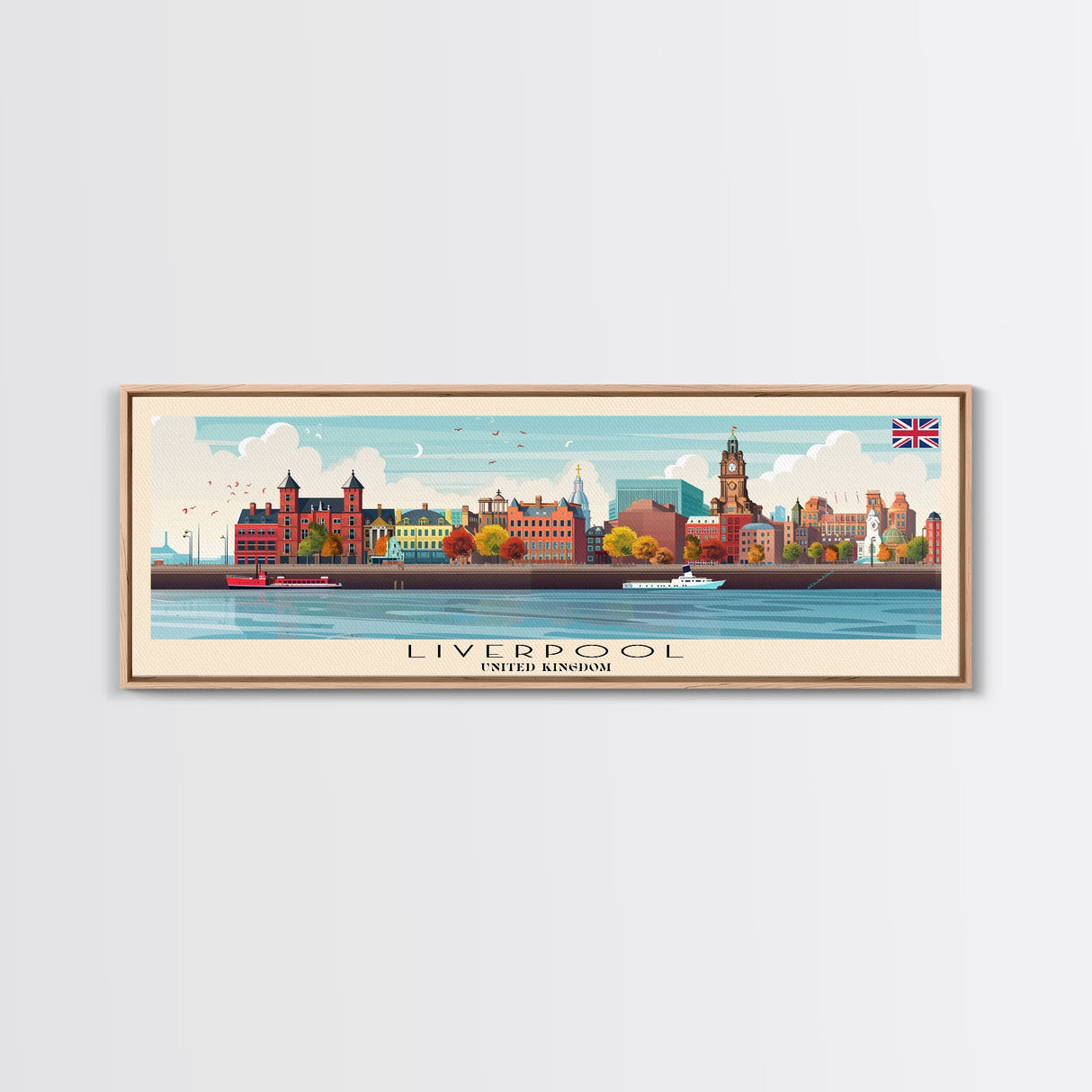 Liverpool United Kingdom Travel Art, City Art, Framed Canvas Print or Metal Wall Art, Europe Travel Poster, Panoramic Wall Art, Extra Wide Wall Art