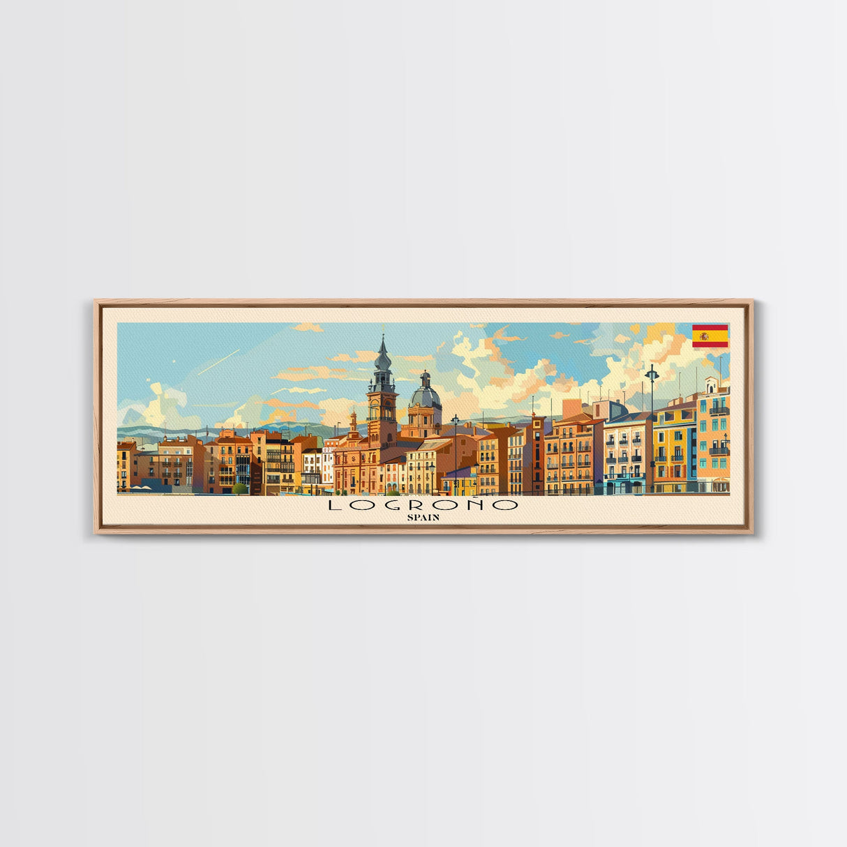 Logrońo Spain Travel Art, City Art, Framed Canvas Print or Metal Wall Art, Europe Travel Poster, Panoramic Wall Art, Extra Wide Wall Art