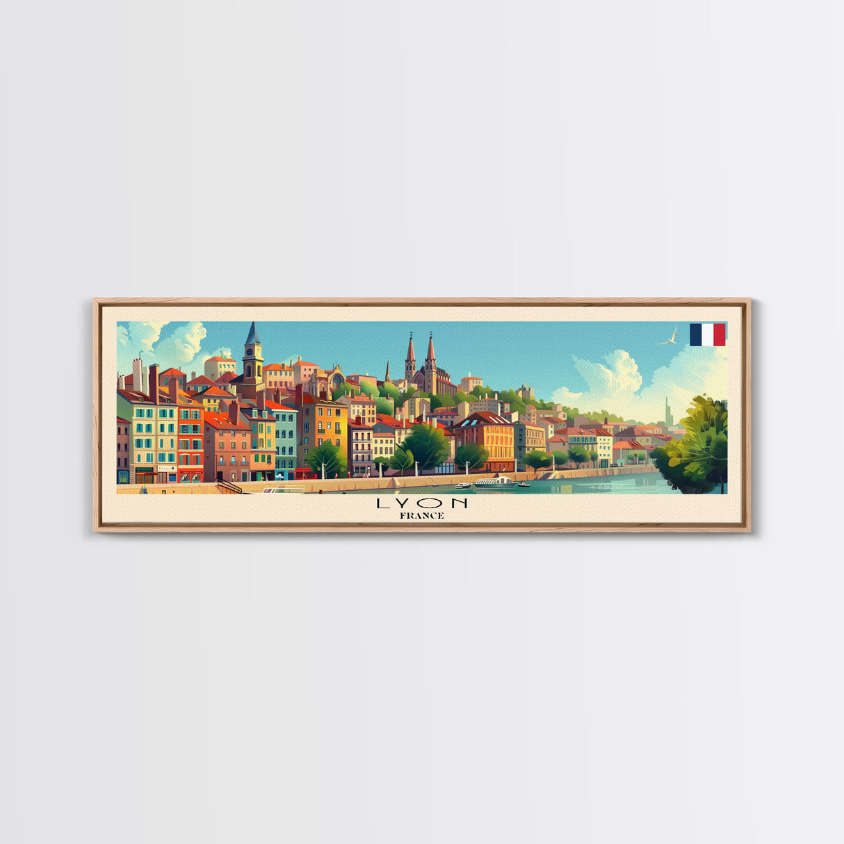 Lyon France Travel Print Wall Art, Panoramic City Art, Travel Art, Wall Decor, Vacation Gift, Framed Canvas Print Or Metal Art