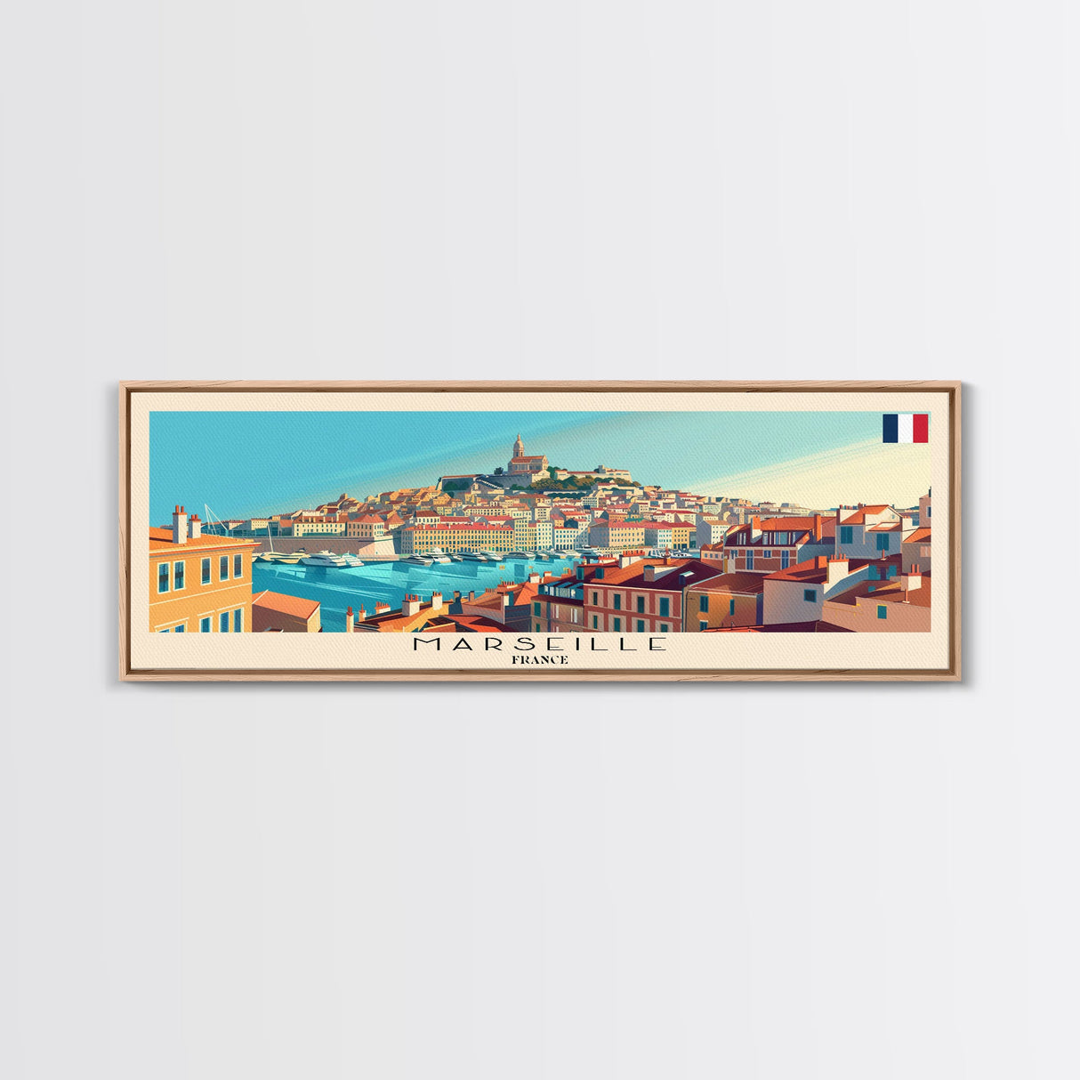 Marseille France Travel Print Wall Art, Panoramic City Art, Travel Art, Wall Decor, Vacation Gift, Framed Canvas Print Or Metal Art