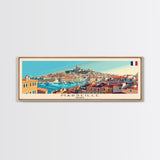 Marseille France Travel Print Wall Art, Panoramic City Art, Travel Art, Wall Decor, Vacation Gift, Framed Canvas Print Or Metal Art