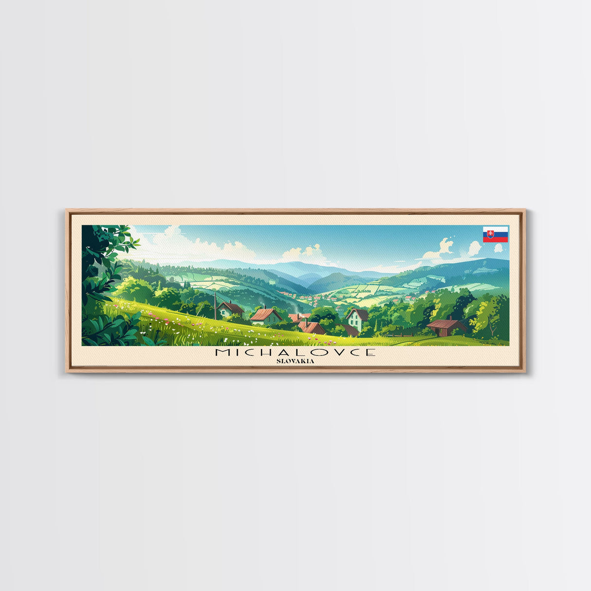 Michalovce Slovakia Travel Art, City Art, Framed Canvas Print or Metal Wall Art, Europe Travel Poster, Panoramic Wall Art, Extra Wide Wall Art