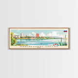 Naberezhnye Russia Travel Art, City Art, Framed Canvas Print or Metal Wall Art, Europe Travel Poster, Panoramic Wall Art, Extra Wide Wall Art