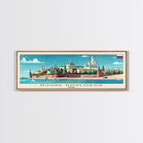 Nizhny Novgorod Panoramic Travel Poster, Framed Canvas Print or Metal Wall Art, Travel Art, Home Decor, Panoramic Painting, Midcentury Art