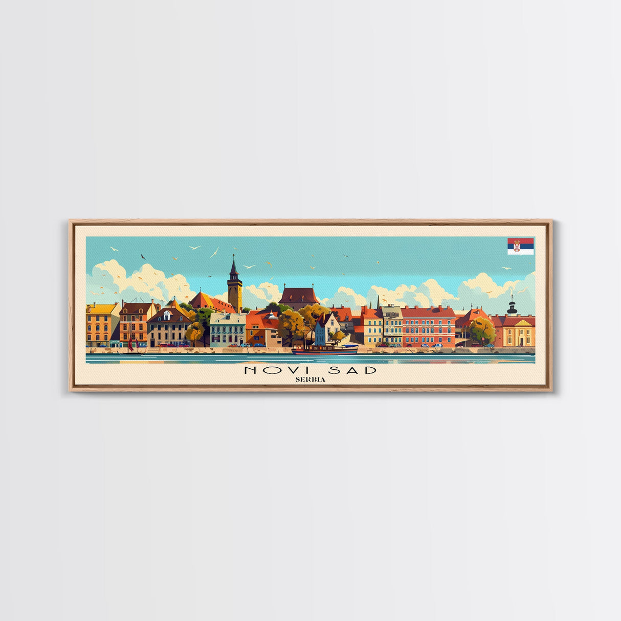 Novi Sad Serbia Travel Art, City Art, Framed Canvas Print or Metal Wall Art, Europe Travel Poster, Panoramic Wall Art, Extra Wide Wall Art