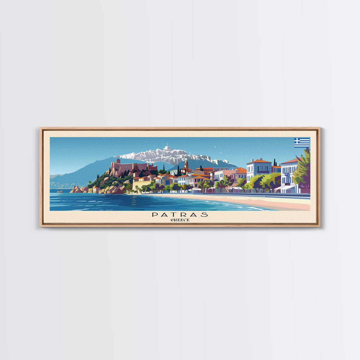 Patras Greece Travel Art, City Art, Framed Canvas Print or Metal Wall Art, Europe Travel Poster, Panoramic Wall Art, Extra Wide Wall Art