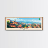 Perugia Italy Panoramic Travel Poster, Framed Canvas Print or Metal Wall Art, Travel Art, Home Decor, Panoramic Painting, Midcentury Art