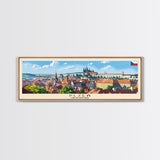 Plzen Czech Republic Wall Art, Panoramic Travel Poster, Panoramic Framed Canvas Print, City Wall Art, Wall Hanging Home Decor, Travel Art