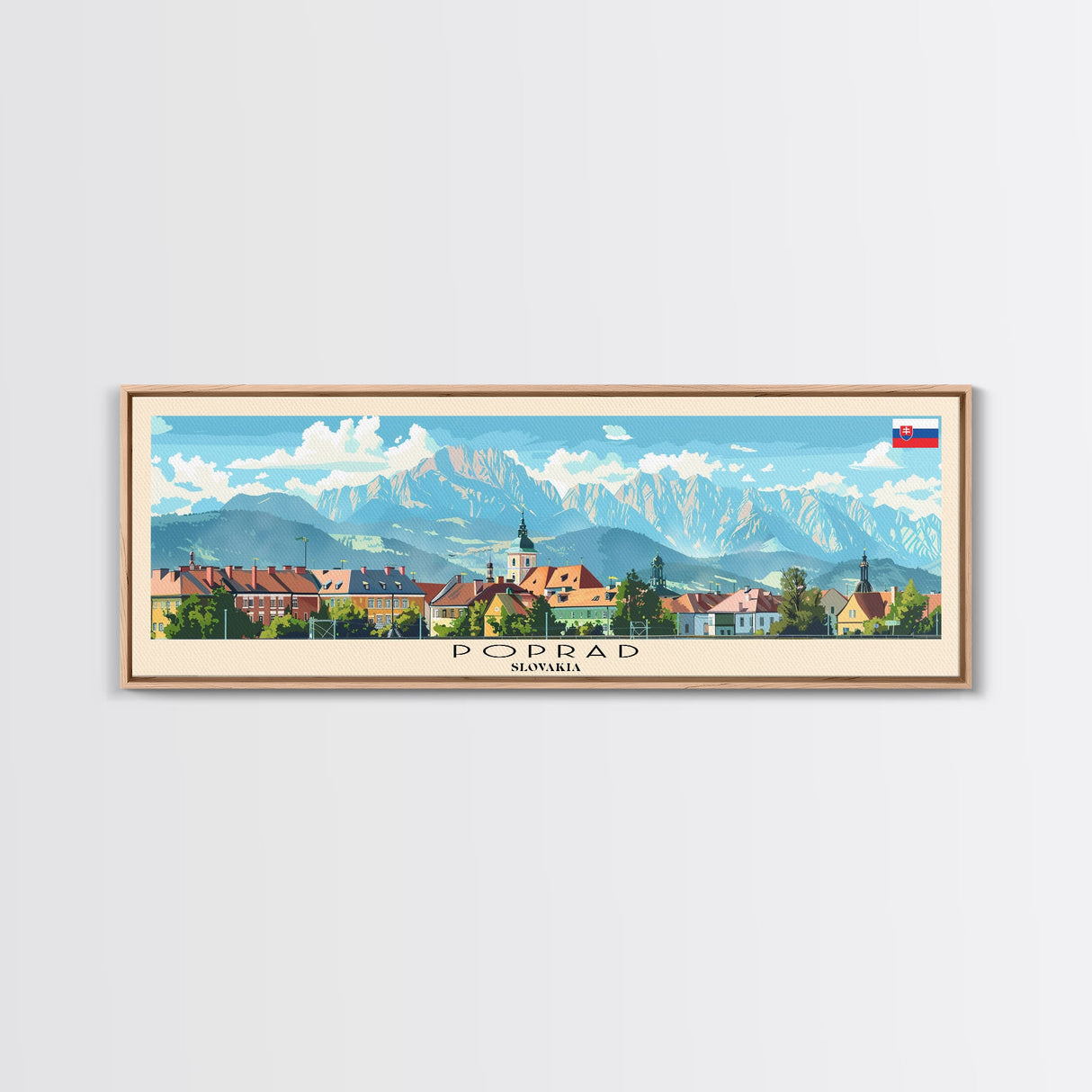 Poprad Slovakia Travel Print Wall Art, Panoramic City Art, Travel Art, Wall Decor, Vacation Gift, Framed Canvas Print Or Metal Art