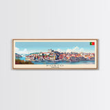 Porto Portugal Panoramic Travel Poster, Framed Canvas Print or Metal Wall Art, Travel Art, Home Decor, Panoramic Painting, Midcentury Art