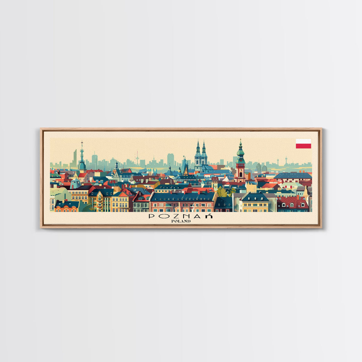 Poznan Poland Travel Art, City Art, Framed Canvas Print or Metal Wall Art, Europe Travel Poster, Panoramic Wall Art, Extra Wide Wall Art