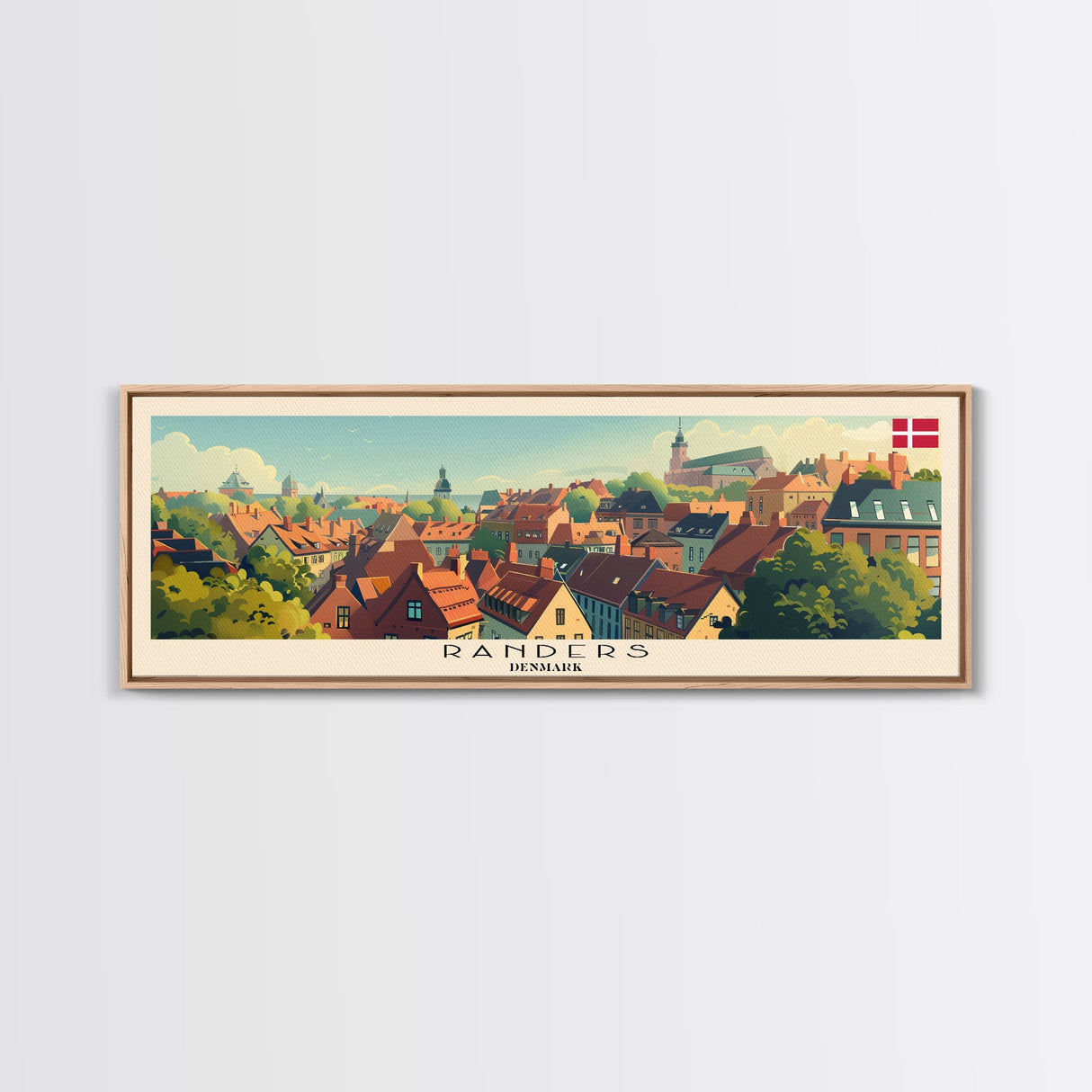 Randers Denmark Travel Art, City Art, Framed Canvas Print or Metal Wall Art, Europe Travel Poster, Panoramic Wall Art, Extra Wide Wall Art