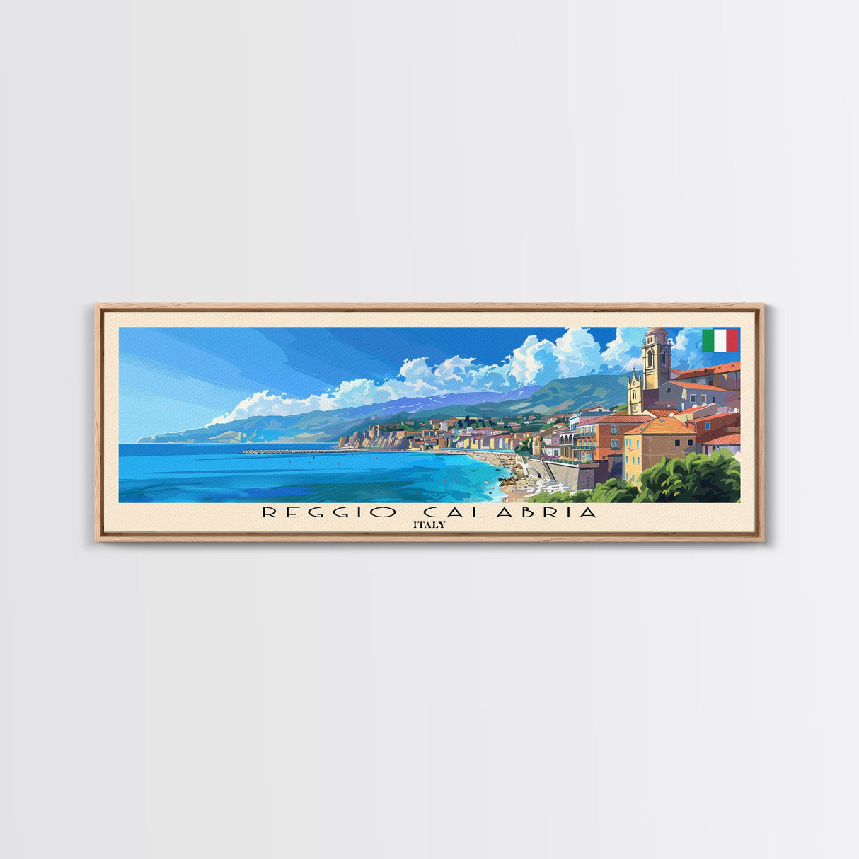 Reggio Calabria Wall Art, Panoramic Travel Poster, Panoramic Framed Canvas Print, City Wall Art, Wall Hanging Home Decor, Travel Art