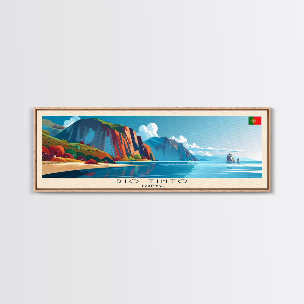 Rio Tinto Panoramic Travel Poster, Framed Canvas Print or Metal Wall Art, Travel Art, Home Decor, Panoramic Painting, Midcentury Art