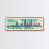 Rotterdam Netherlands Wall Art, Panoramic Travel Poster, Panoramic Framed Canvas Print, City Wall Art, Wall Hanging Home Decor, Travel Art