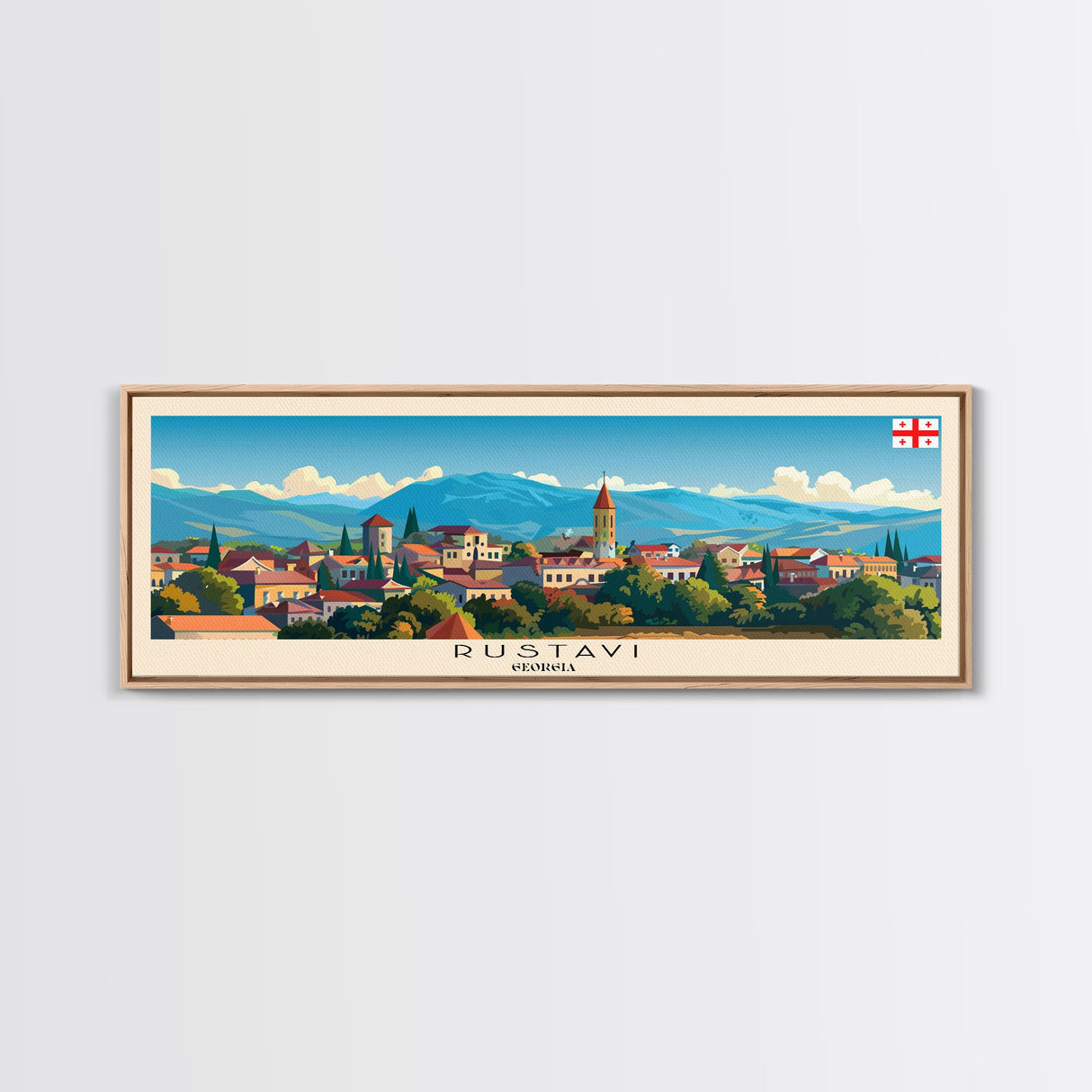 Rustavi Georgia Travel Art, City Art, Framed Canvas Print or Metal Wall Art, Europe Travel Poster, Panoramic Wall Art, Extra Wide Wall Art