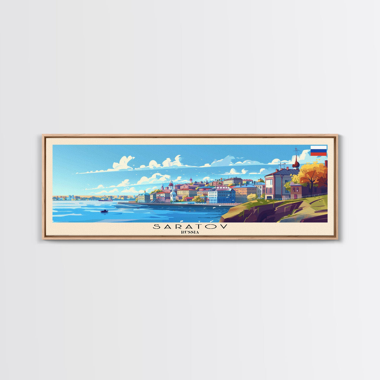 Saratov Russia Wall Art, Panoramic Travel Poster, Panoramic Framed Canvas Print, City Wall Art, Wall Hanging Home Decor, Travel Art