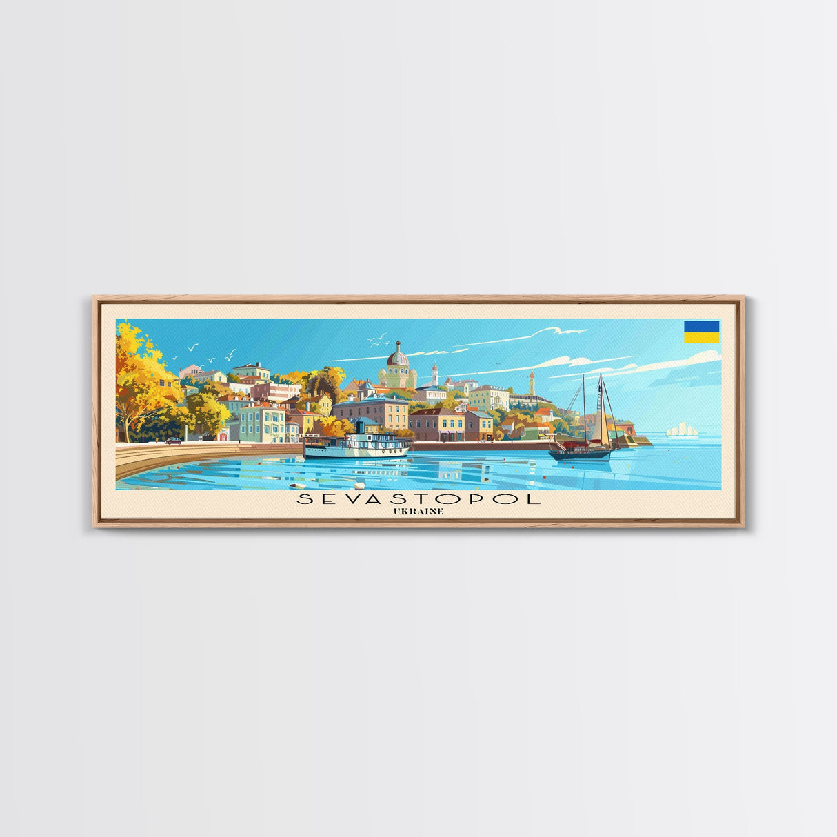 Sevastopol Ukraine Travel Art, City Art, Framed Canvas Print or Metal Wall Art, Europe Travel Poster, Panoramic Wall Art, Extra Wide Wall Art