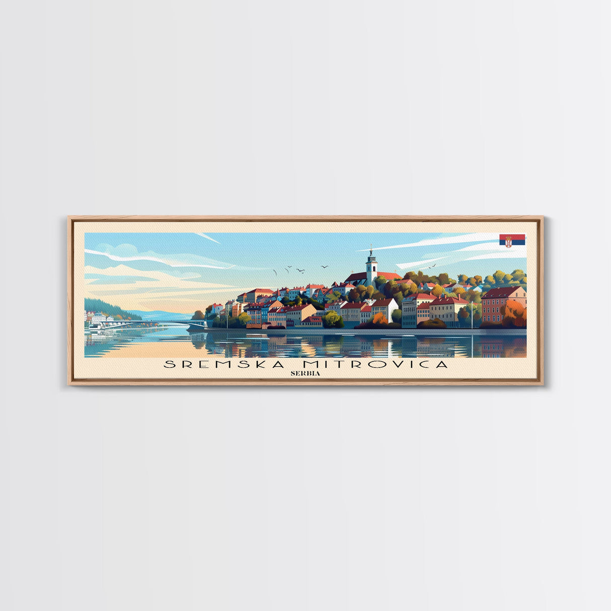 Sremska Mitrovica Serbia Travel Art, City Art, Framed Canvas Print or Metal Wall Art, Europe Travel Poster, Panoramic Wall Art, Extra Wide Wall Art