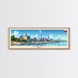 Surgut Russia Panoramic Travel Poster, Framed Canvas Print or Metal Wall Art, Travel Art, Home Decor, Panoramic Painting, Midcentury Art