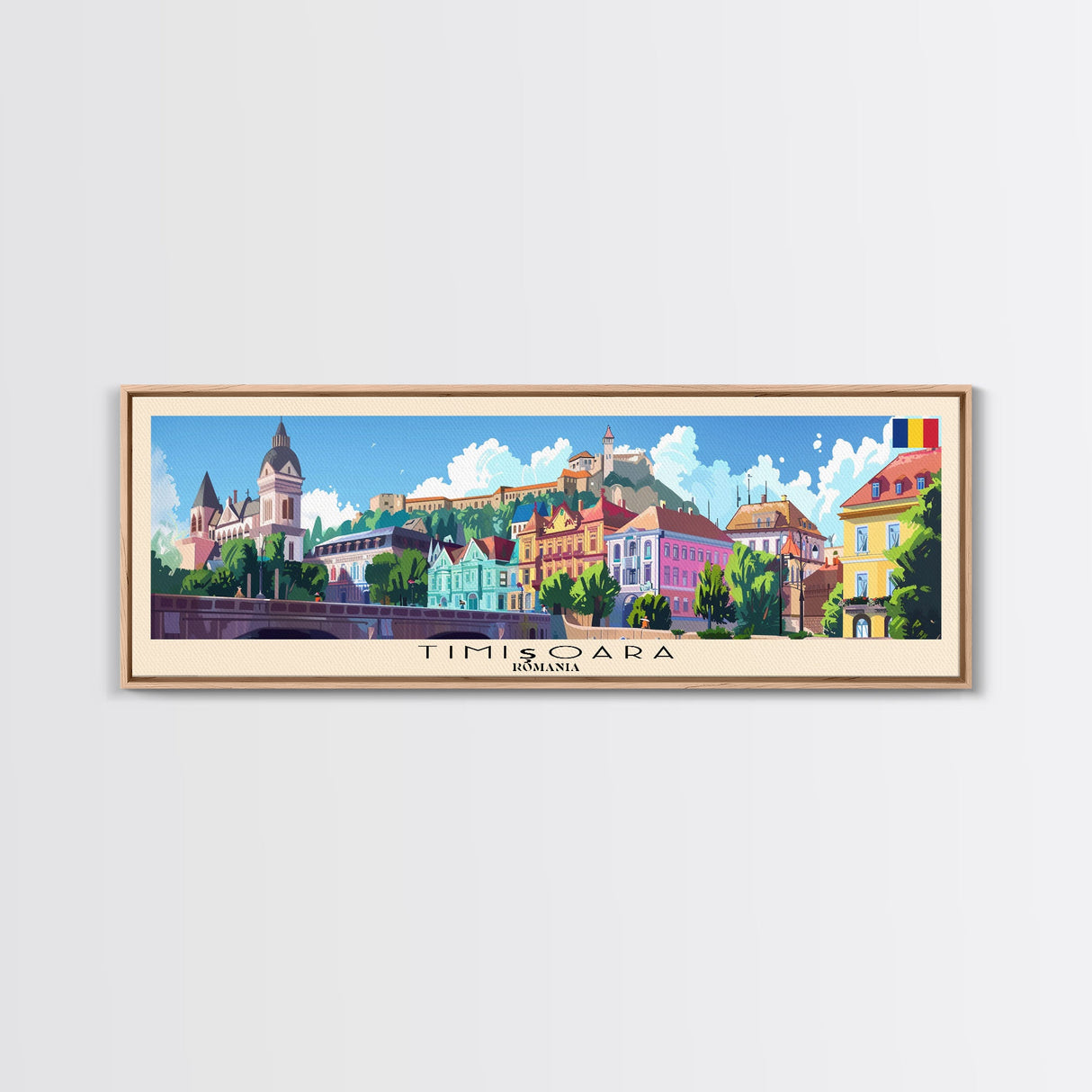 Timisoara Romania Travel Print Wall Art, Panoramic City Art, Travel Art, Wall Decor, Vacation Gift, Framed Canvas Print Or Metal Art