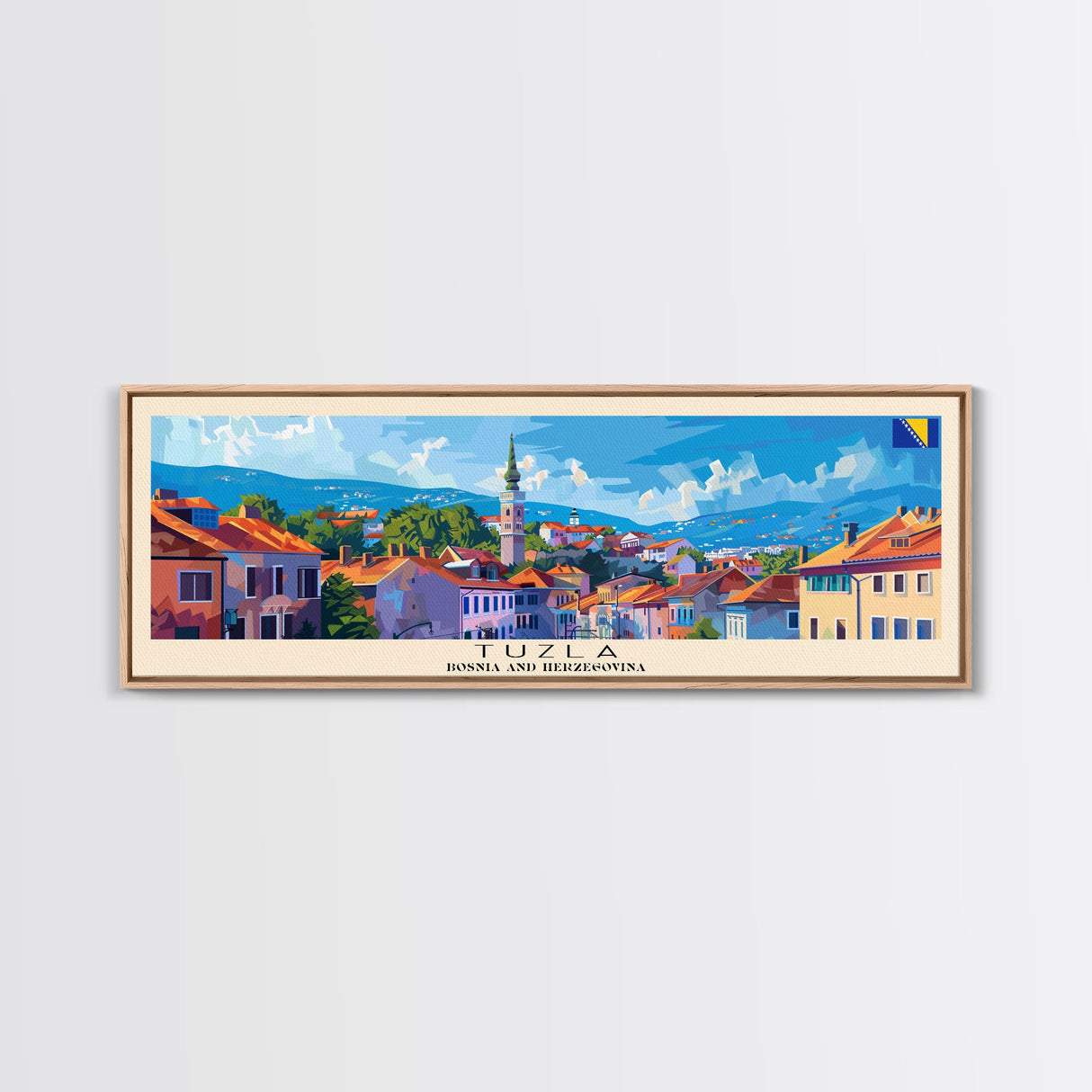 Tuzla Bosnia Travel Print Wall Art, Panoramic City Art, Travel Art, Wall Decor, Vacation Gift, Framed Canvas Print Or Metal Art