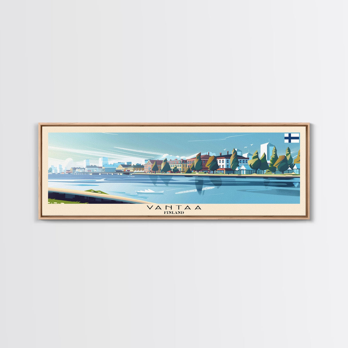 Vantaa Finland Travel Print Wall Art, Panoramic City Art, Travel Art, Wall Decor, Vacation Gift, Framed Canvas Print Or Metal Art