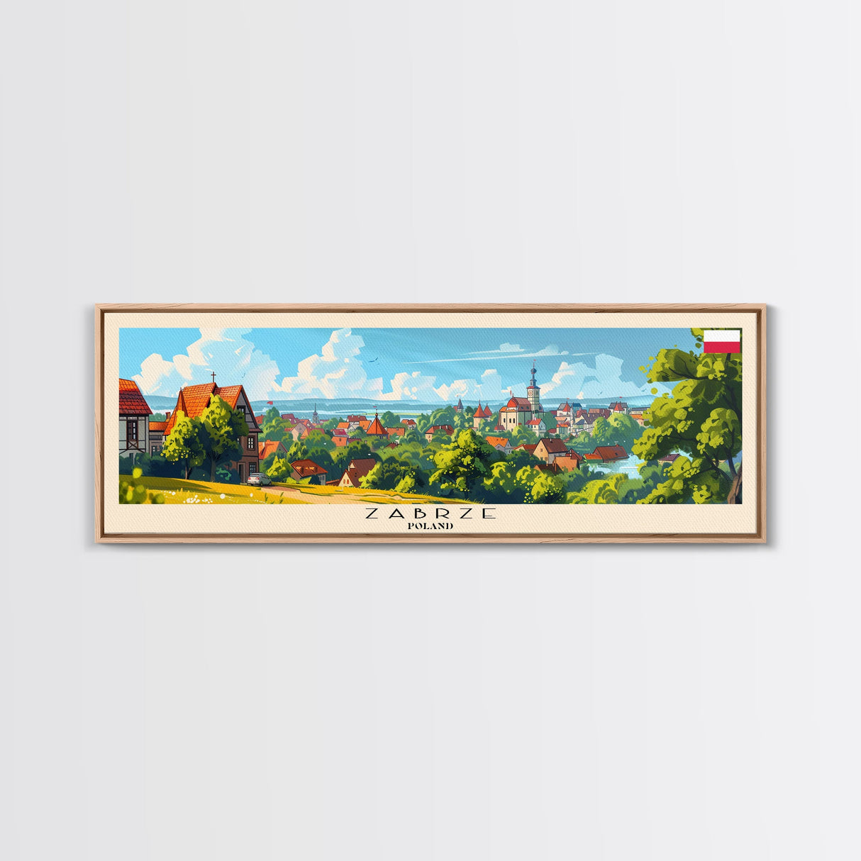 Zabrze Poland Wall Art, Panoramic Travel Poster, Panoramic Framed Canvas Print, City Wall Art, Wall Hanging Home Decor, Travel Art