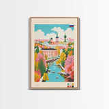 Vologda Russia Travel Poster Framed Canvas Print, Midcentury Modern Art, Pop Art Wall Decor, Living Room Art, Home Decoration