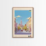 Zhytomyr Ukraine Travel Poster Framed Canvas Print, Midcentury Modern Art, Pop Art Wall Decor, Living Room Art, Home Decoration