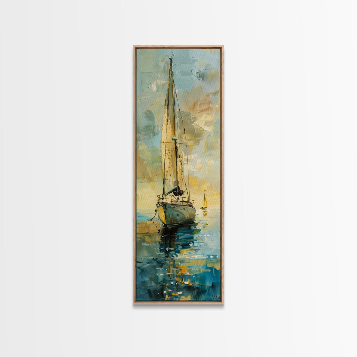 Framed Sailboat Canvas Art Print Framed, Sailboat Painting, Nautical Wall Art for Beach House, Large Wall Art Print for Him, Coastal Art