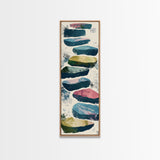 Skinny Art Tall Art Framed Canvas Print Abstract Stepping Stones In Varied Colors Over A Neutral Background Ukiyo-e Japanese Style Art