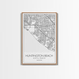 Huntington Beach Street Map, California Map, City Map Art, Minimalist Art, Wall Art, Canvas Print, Travel Print, Gift For Mom, Dorm Wall Art