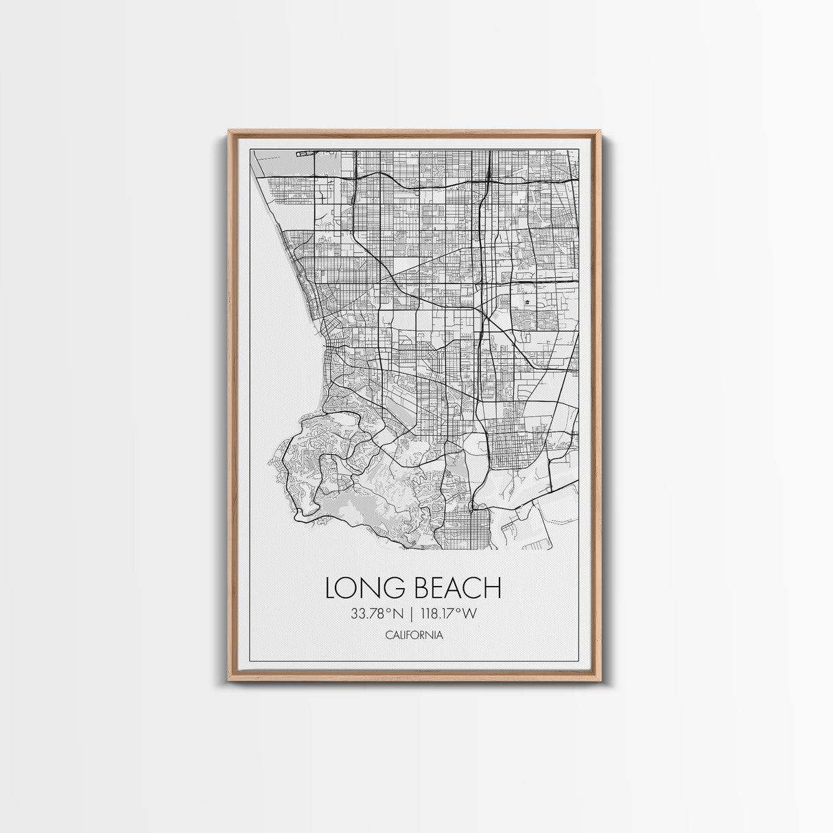 Long Beach Street Map, California Map, City Map Art, Modern Art, Wall Art, Canvas Print, Adventure Wall Art, Home Office Art, Gift For Him