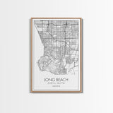 Long Beach Street Map, California Map, City Map Art, Modern Art, Wall Art, Canvas Print, Adventure Wall Art, Home Office Art, Gift For Him