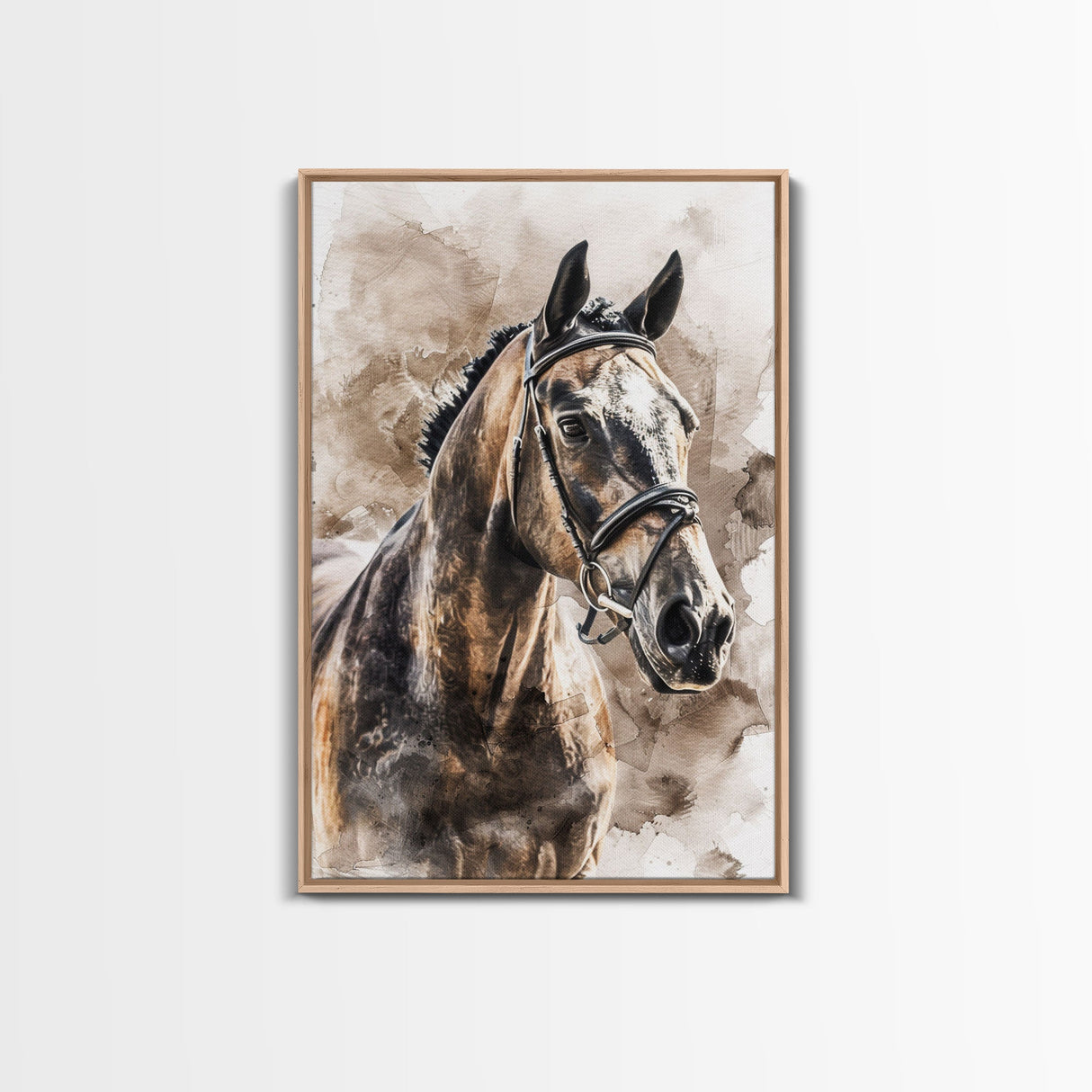 Majestic Horse Portrait in Sepia - Framed Canvas Print, Rustic Living Room Art, Western Bedroom Decor, Equestrian Art, Wall Art