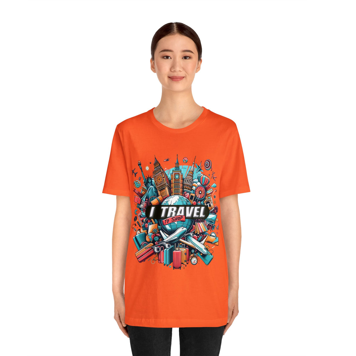 "I Travel To Shop" full color T-shirt