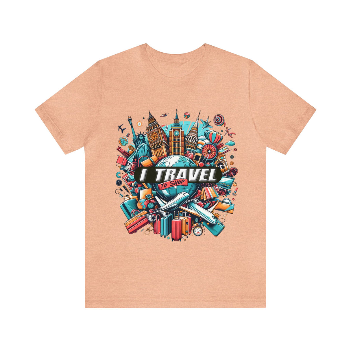 "I Travel To Shop" full color T-shirt