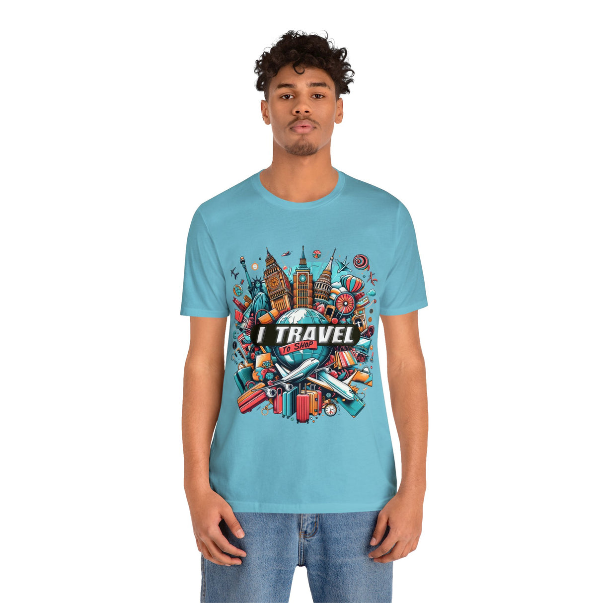 "I Travel To Shop" full color T-shirt