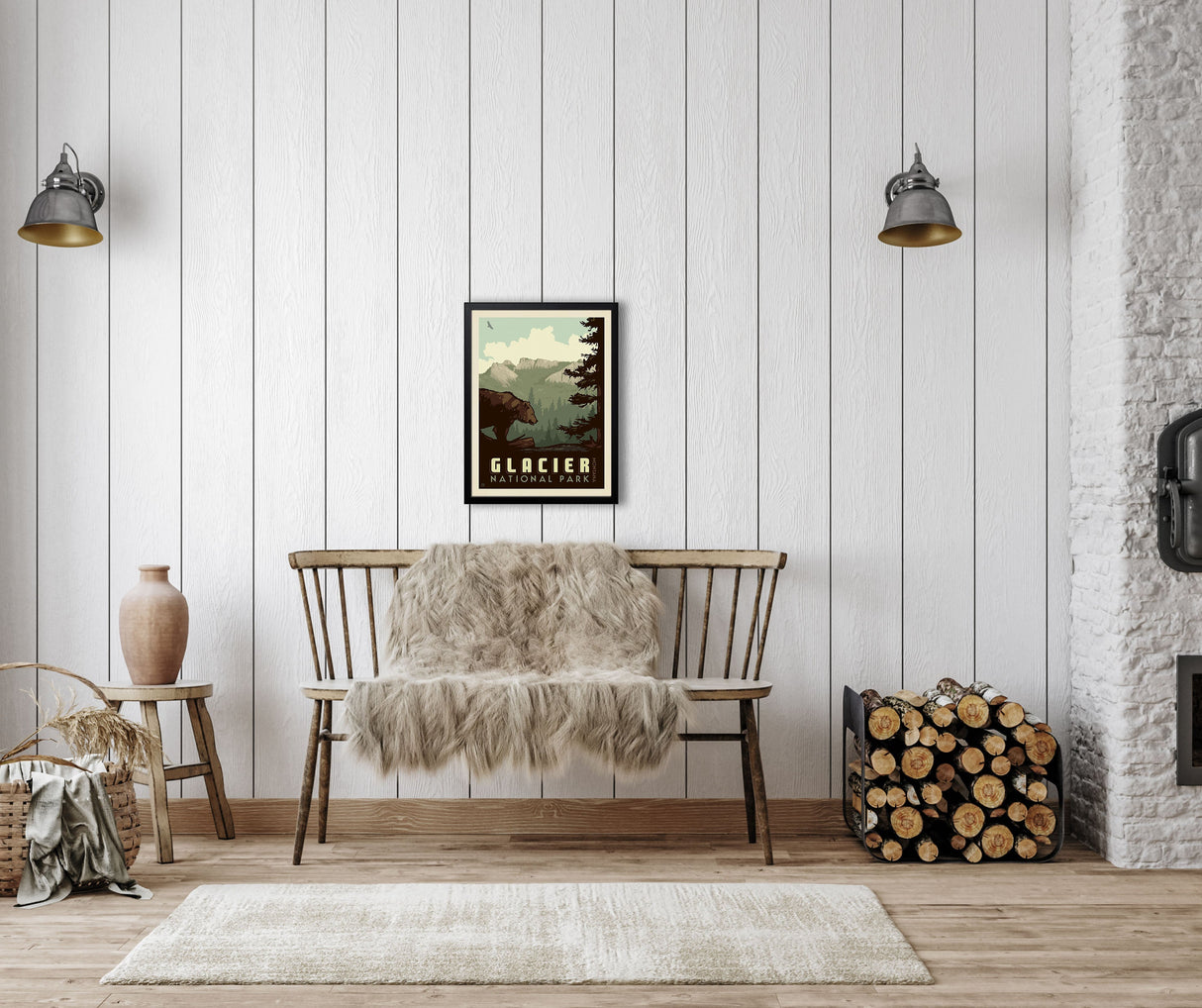 Glacier National Park: Bear (63 National Parks) Art Print