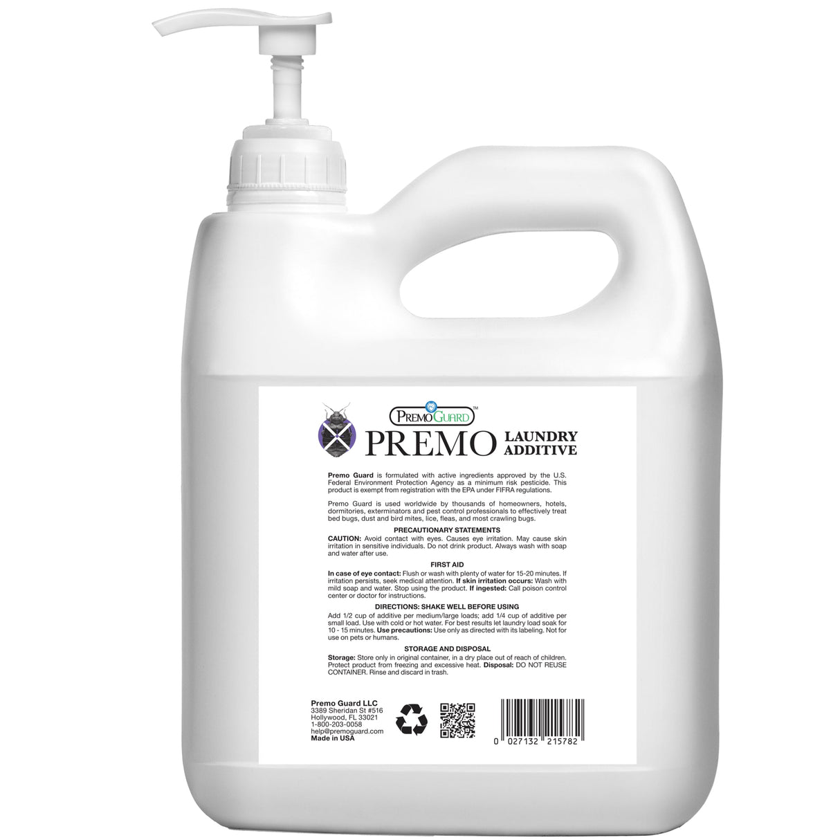 Bed Bug & Mite Killer Laundry Additive - 128 oz - All Natural Non-Toxic - By Premo Guard