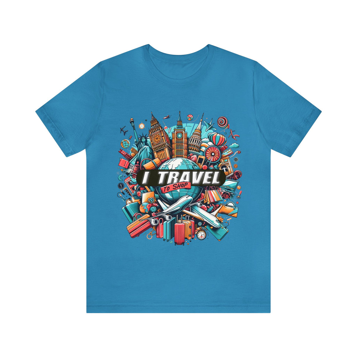 "I Travel To Shop" full color T-shirt