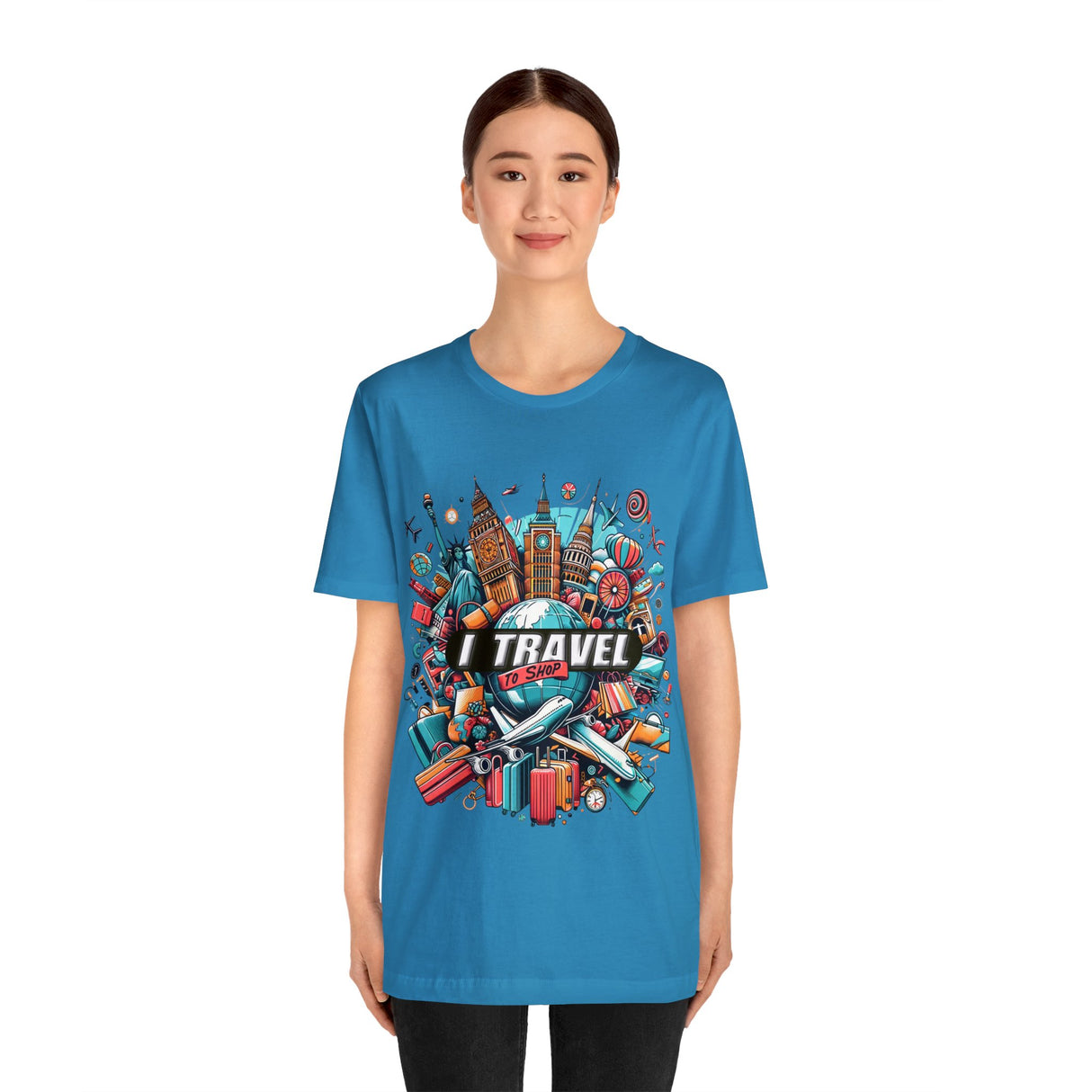 "I Travel To Shop" full color T-shirt