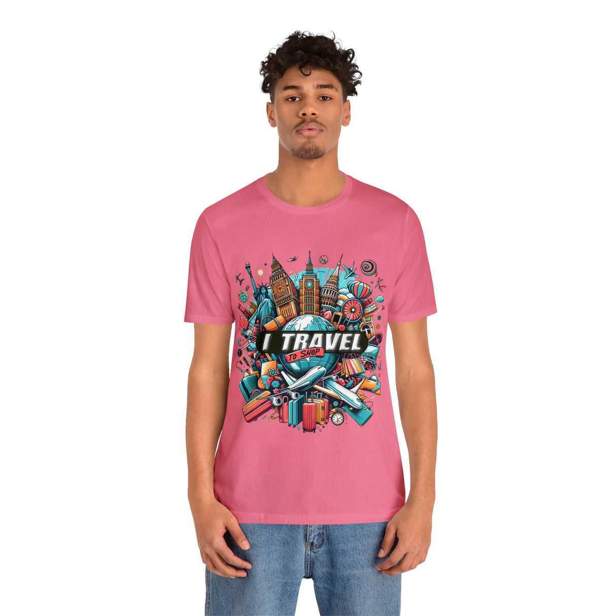 "I Travel To Shop" full color T-shirt