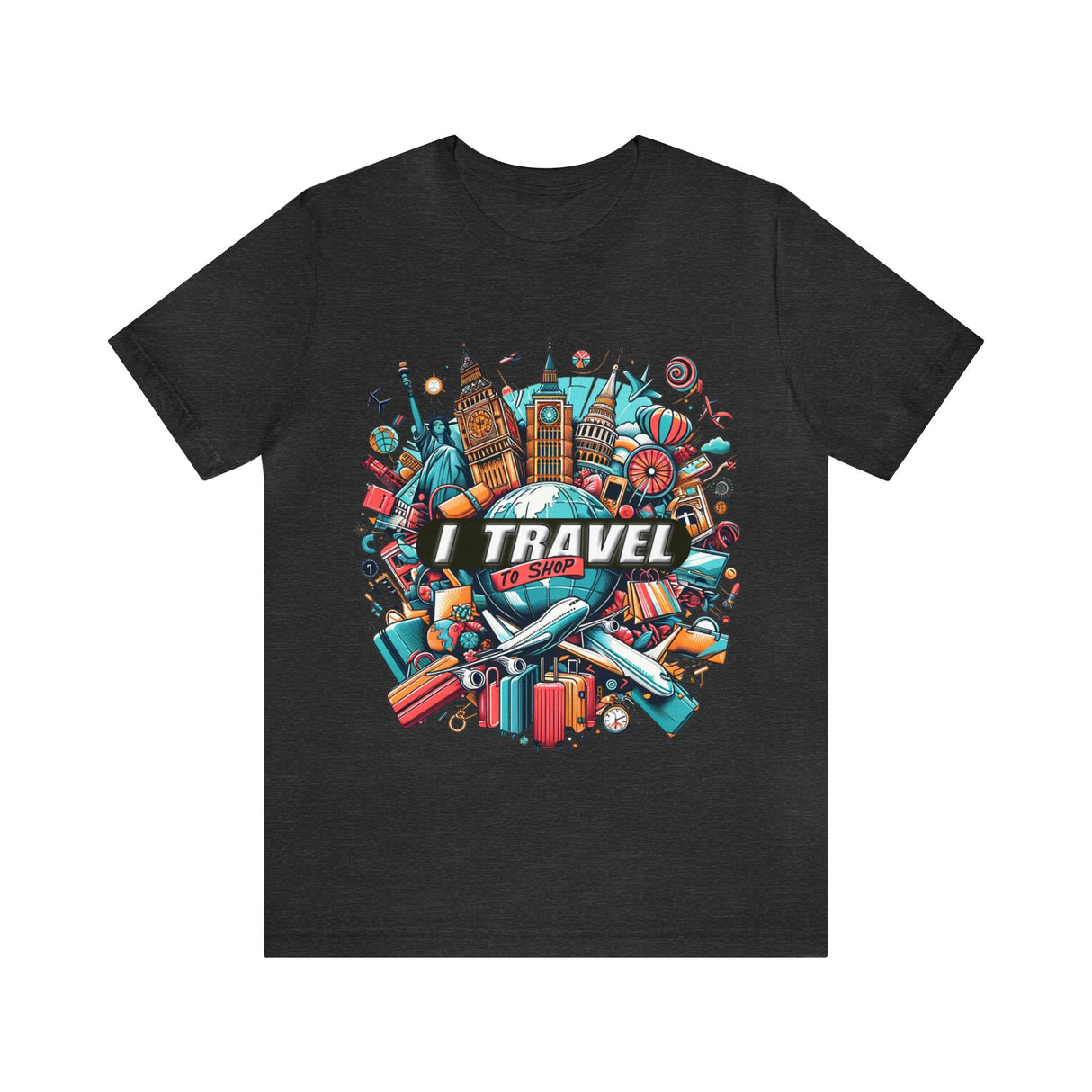 "I Travel To Shop" full color T-shirt