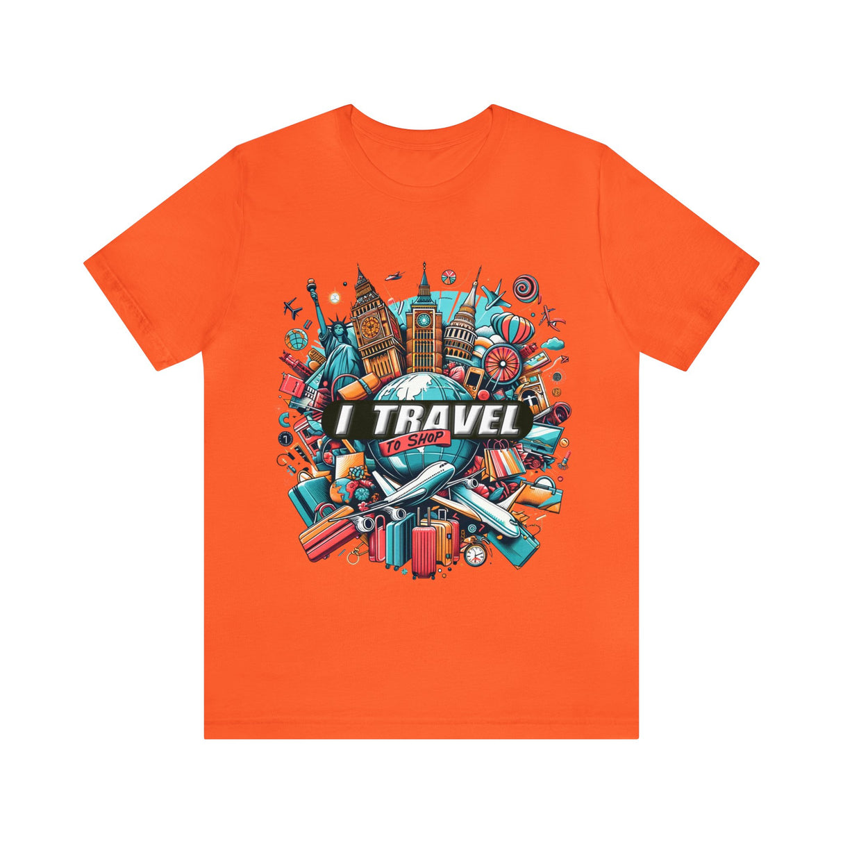 "I Travel To Shop" full color T-shirt