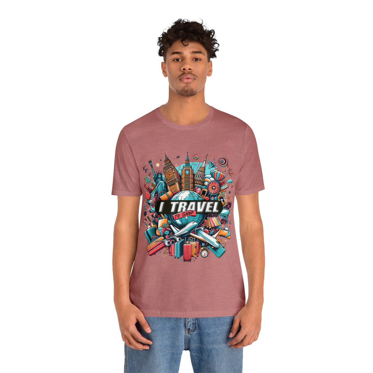 "I Travel To Shop" full color T-shirt