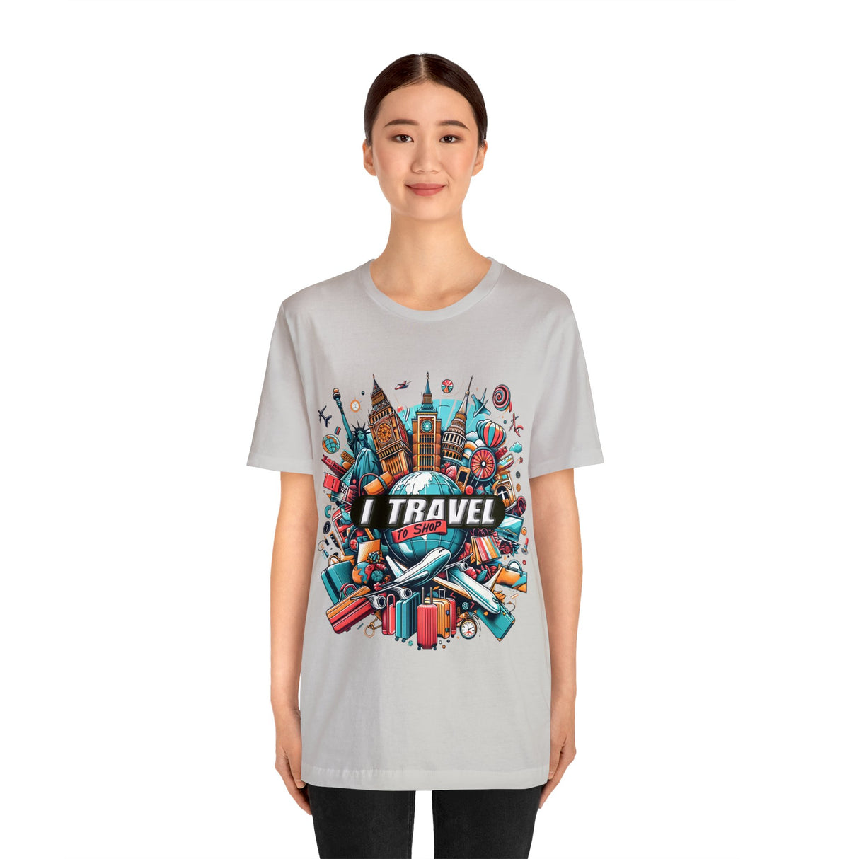 "I Travel To Shop" full color T-shirt