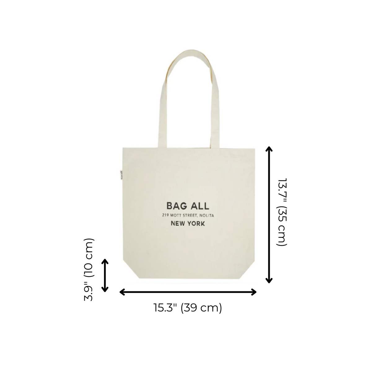 New York City Tote with Zipper and Inside Pocket, Cream