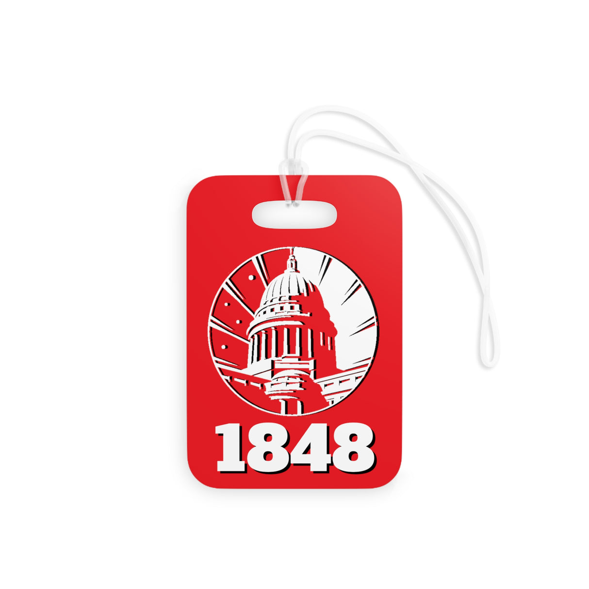 Wisconsin Badger / 1848 Captial Tag for Bags and Luggage - Red